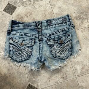 Hydraulic Blue Jean Shorts with Frayed Hem